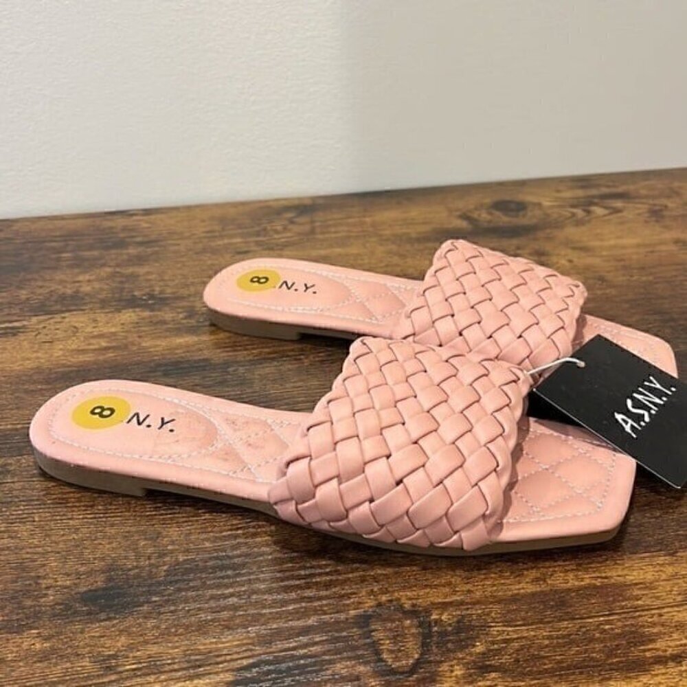 Blush pink woven slide on sandals size 8 women NWT - Picture 2 of 6